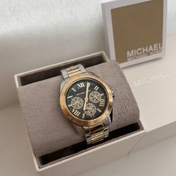 MICHAEL KORS MK7265 BLACK DIAL SILVER/GOLD STAINLESS BRACELET WOMENS WATCH main image 5